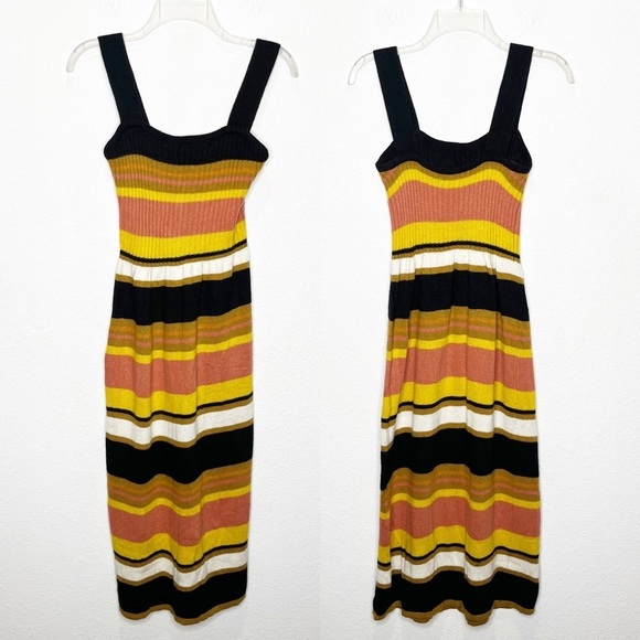 Madewell Striped Knit Tank Wool Blend Retro Midi Dress Small - Picture 4 of 11